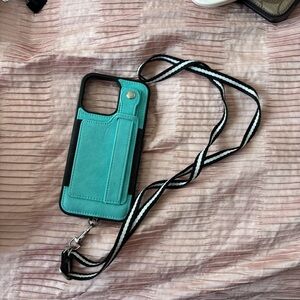 Teal Phone Case with Strap IPhone 15 ProMax